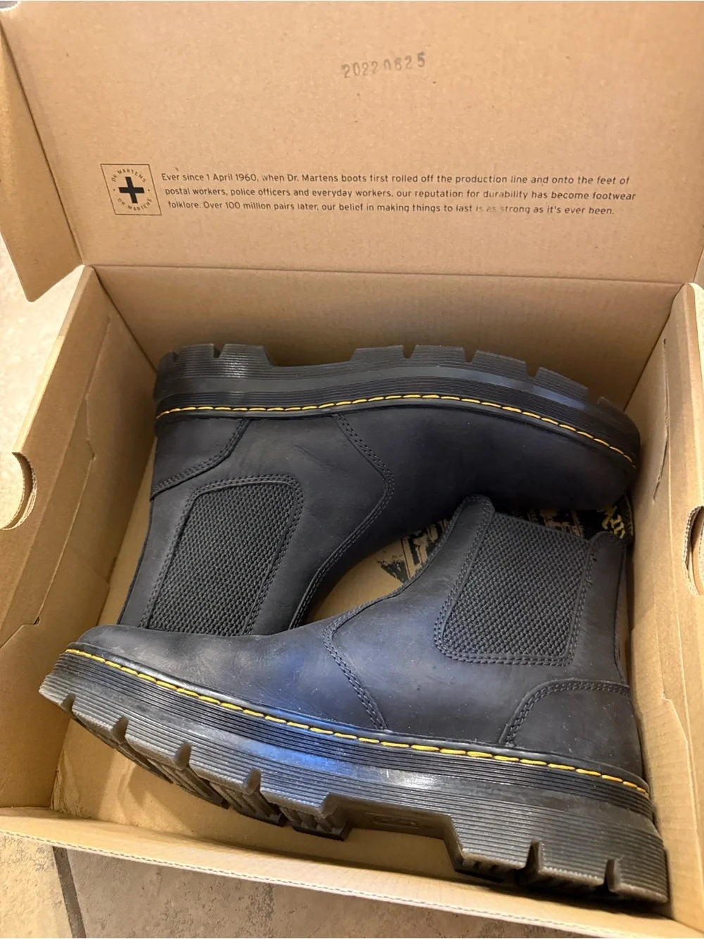 Dr. Martens Embury Boots with Yellow Stitching
